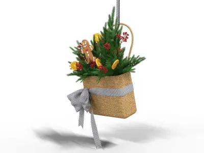 Wreath Basket Christmas Low-poly 3D model