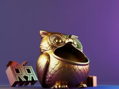 Owl Sculpture Desk Organizer Entryway Key Holder 3D print model