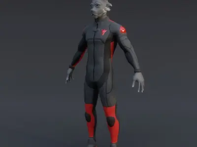Humanoid Bunny With Racing Suit Low-poly 3D model
