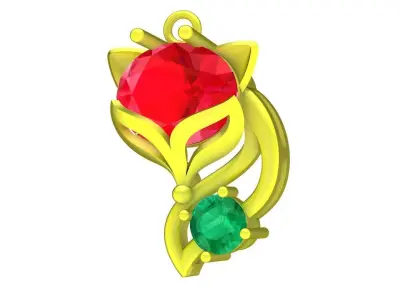 Luxury Floral Leaf Gemstone Pendant 3D Model for Fine Jewel 4608 3D print model