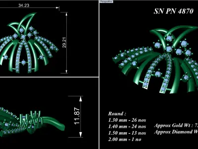 Pendant Earrings combo - 4870 3D print model