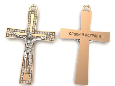 G0468 jesus on cross with diamonds 3D print model