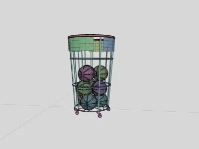 Storage Basket Balls Equipment Low-poly 3D model