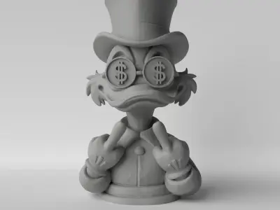 Rebel Millionaire Duck  Sculpture with Dollar Glasses 3D print model
