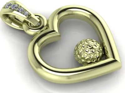 Golf Ball Heart Pendant 3D print model