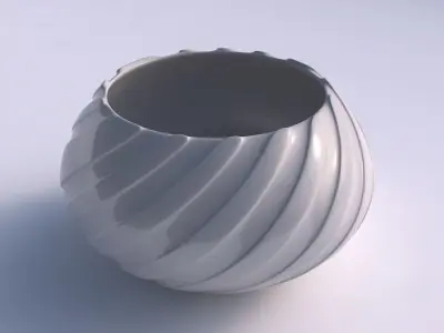 Bowl squeezed twisted with smooth vertical ribbons 3D print model