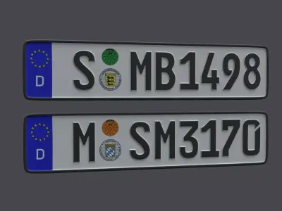 License Plate Germany EU Low-poly 3D model