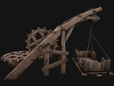 Medieval Lift Elevator Low-poly 3D model