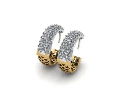 Hoop Diamonds Earrings 3D print model