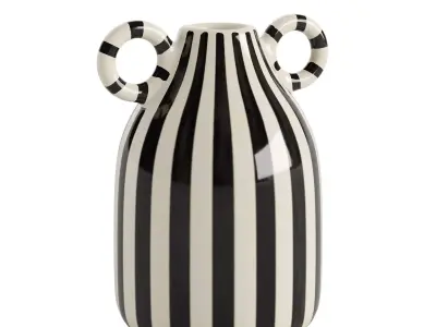 Vase with black and white stripes 3D model