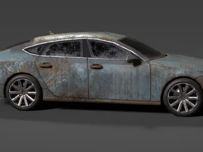 Old Rusty Car Low-poly 3D model