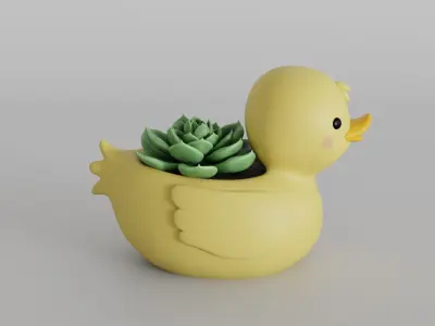 Cute and Whimsical Duck Figurine Planter 3D print model