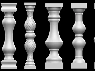 30 Baluster Base Mesh and Brushes Pack  Low-poly 3D model