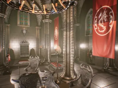 Dragon Hall 2 UNREAL Engine Low-poly 3D model