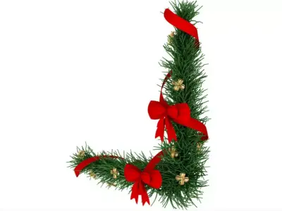 Christmas Corner Decoration with Bows 3D model