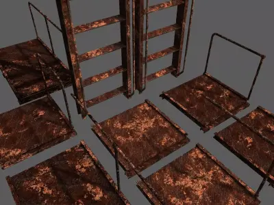 Rust Ladder Bridge Platform Set Free low-poly 3D model