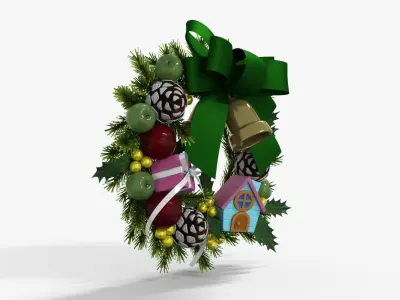 Wreath for Christmas Low-poly 3D model