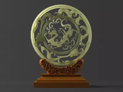 carved model jade seal panlong dragons sculpture  3D model