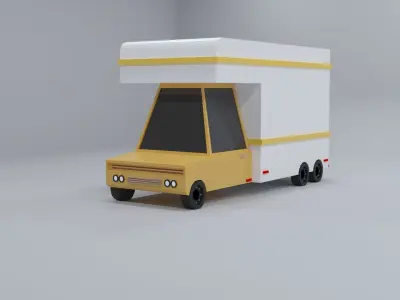 Cartoon Low Poly  Food Truck Low-poly 3D model Low-poly 3D model