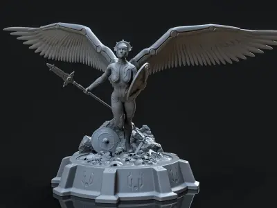 Valkirie statue of angel with wings 3D print model