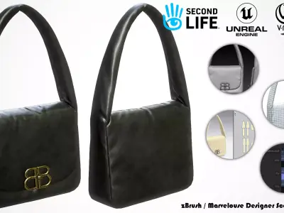 Balenciaga Handbag  Black Leather  Low-poly 3D model