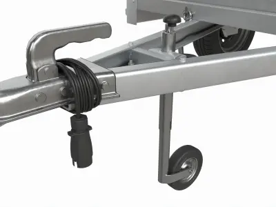 Single axle car trailer with jockey wheel 3D model