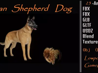 Belgian Shepherd Dog  Low-poly 3D model