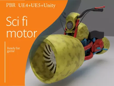 scifi motorcycle with engine Low-poly 3D model