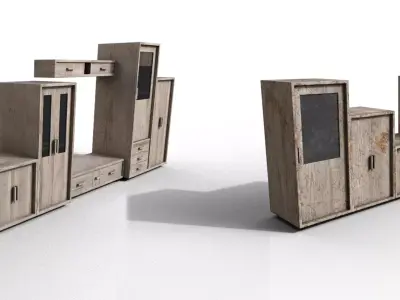 Pack 2 Sets Modern Furniture 3D Model Low-poly 3D model