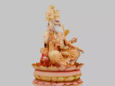 Lord Brahma Hindu God Statue Low-poly 3D model