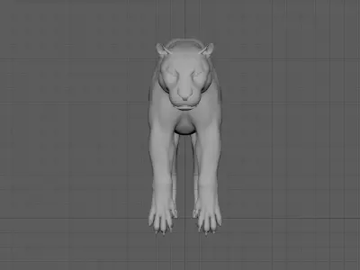 Tiger with bones and UVs 3D model