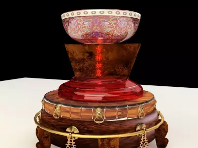 Chinese with display stand  with bowel  3D model