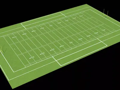 American Football Field 11 players Low-poly 3D model
