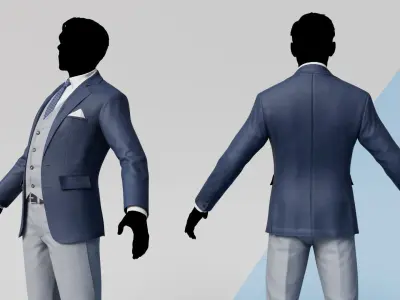 Men Pans with Shirt Blazer and Shoes Mix Grey Blue Black Low-poly 3D model