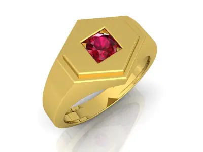 Ruby Stone Mens Ring  3D print model