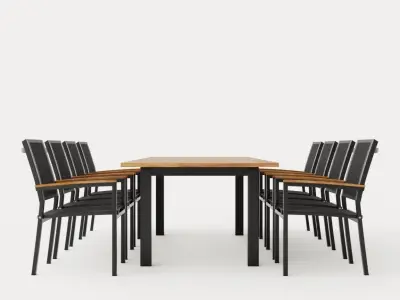 Twin dining set 8 Low-poly 3D model