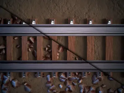 Train Tracks Stylized - VOL 01 - SBsar - Maps 3D model