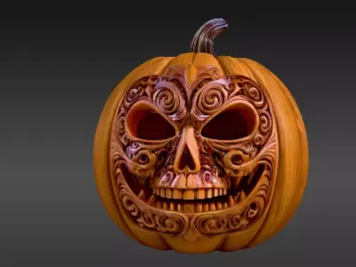 Jack-o -Lantern Stylized Pumpkin Sculpture 3D Model Printable 3D print model