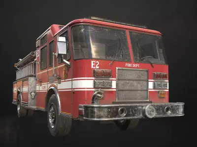Fire Truck Low-poly 3D model