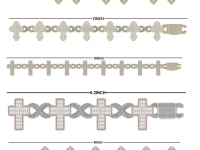 Hip Hop Jewelry Bracelet 3D Model  Iced Out  STL 3DM 3D print model