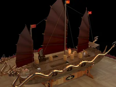 Chinese dragon boat  3D model