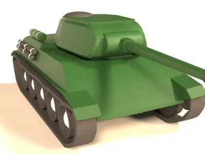 Old tank t-34 cartoon Low-poly 3D model