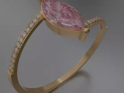 Marquise golden Ring 3D model jewelry 3D model
