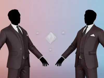 Men Pans with Shirt Blazer and Shoes Vest Burgundy Low-poly 3D model