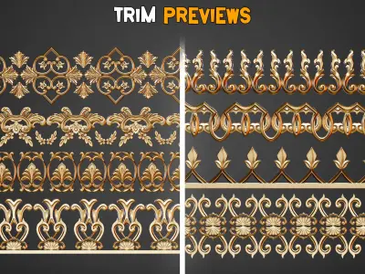 50 Gothic Trim Brushes - Vol 39 3D model