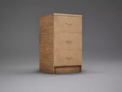 Cabinet wooden with three drawers Free low-poly 3D model
