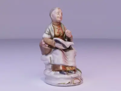 Old woman statue high-poly 3D model
