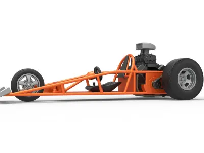 Rear engine old school three wheeled dragster Scale 1 to 25 3D print model