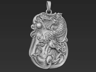 Dragon with Horse Pendant 3D print model