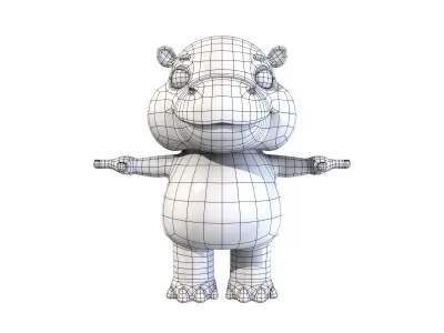 Deng Deng The hippo Low-poly 3D model